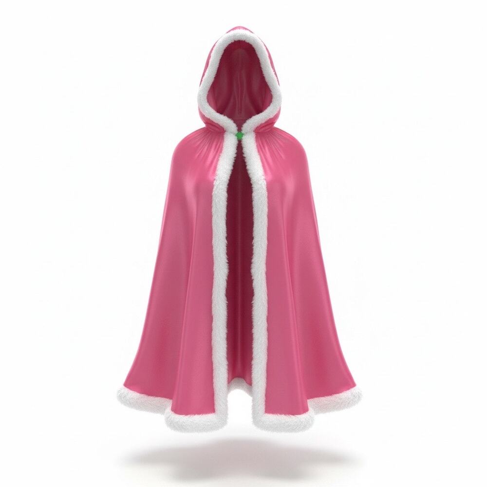 Ghnatygren Girls Pink Velvet Hooded Cape Cloak Faux Fur Trim Costume